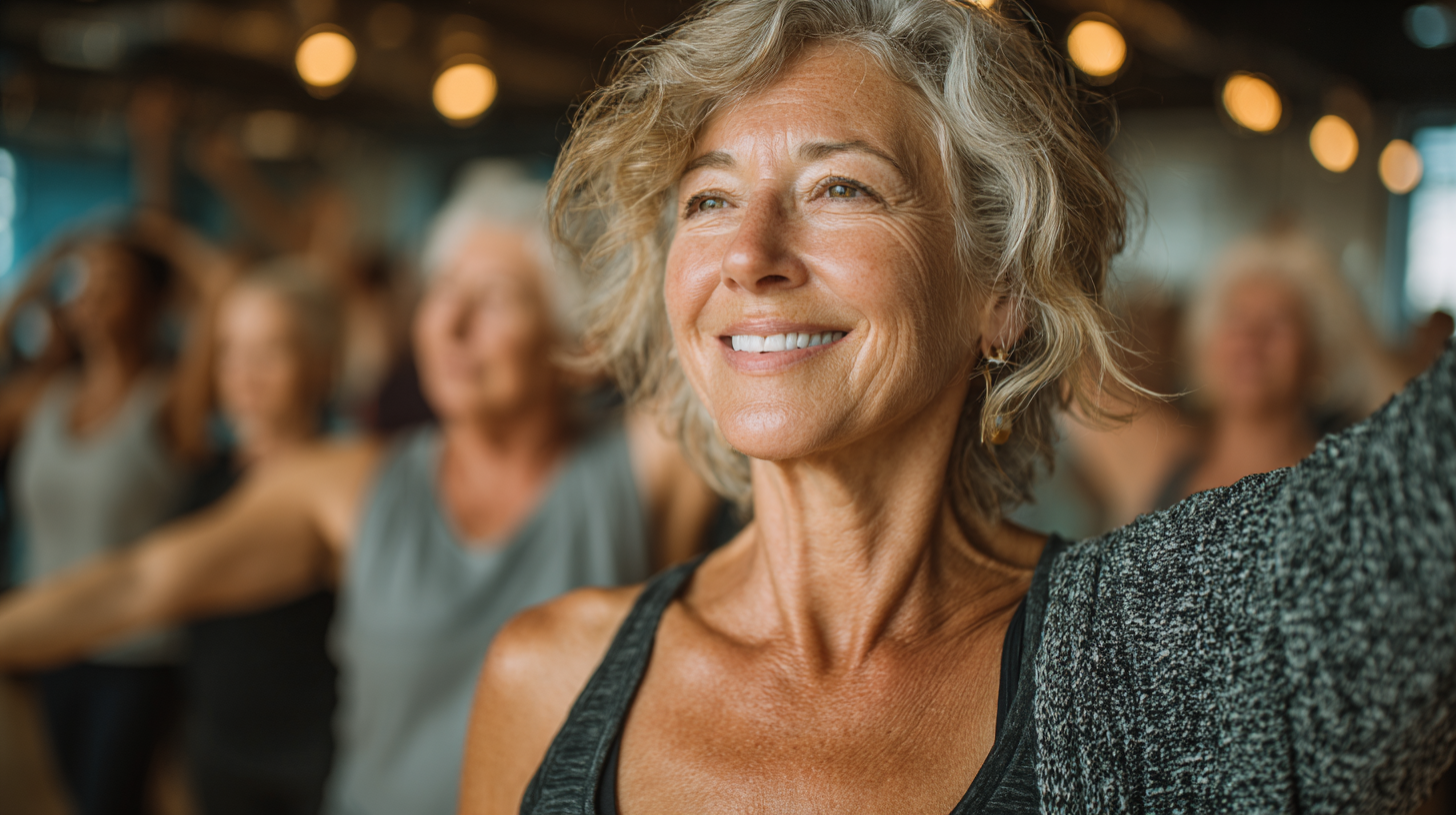 Seniori participând la sesiuni de fitness în grup